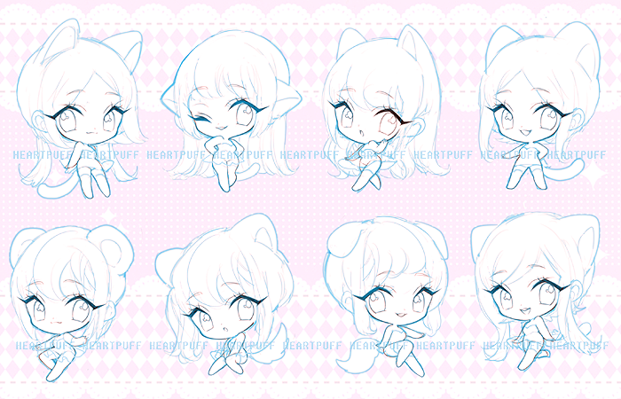 Heartpuff Chibi Base Bundle: 32 Poses (Digital Download)