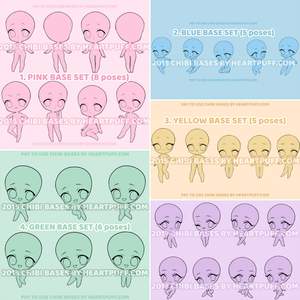 Heartpuff Chibi Base Bundle: 32 Poses (Digital Download)