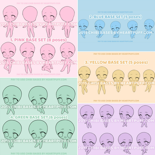 Heartpuff Chibi Base Bundle: 32 Poses (Digital Download)
